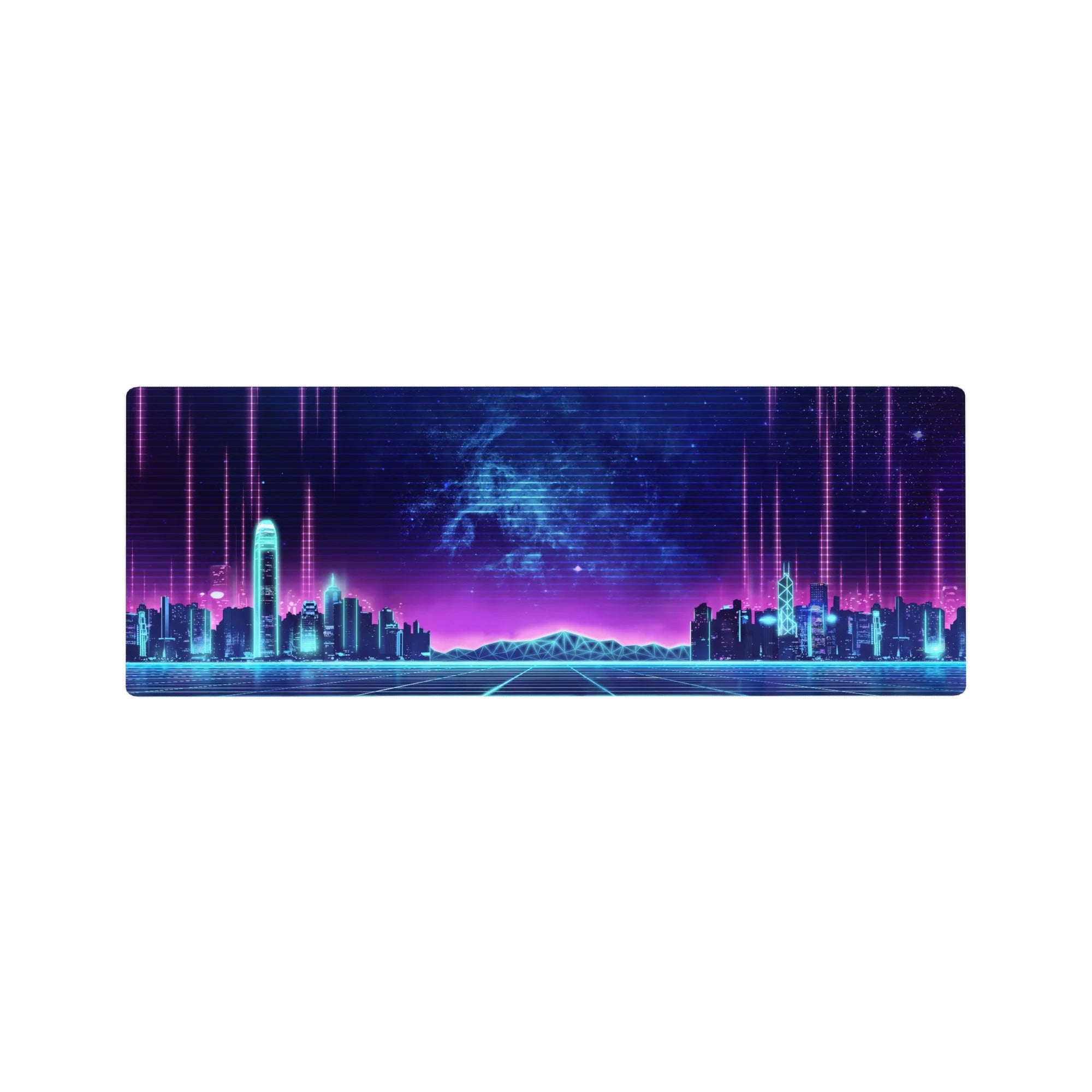 Retrowave - Vaporwave Deskmat | Mousepad | Deskpad - Neon Skyline Pulse - AniChan