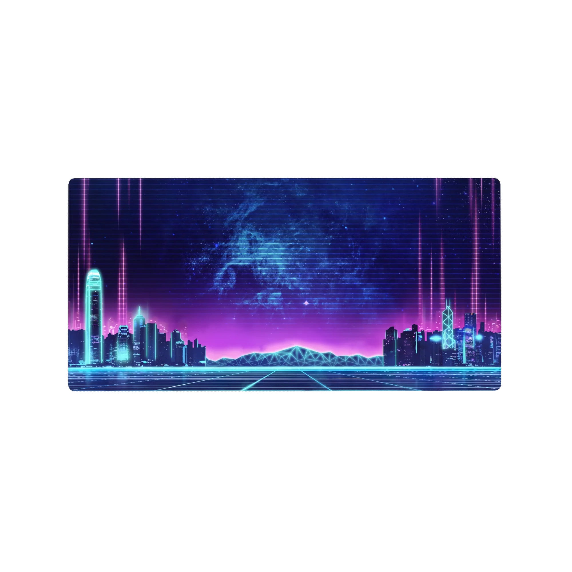 Retrowave - Vaporwave Deskmat | Mousepad | Deskpad - Neon Skyline Pulse - AniChan