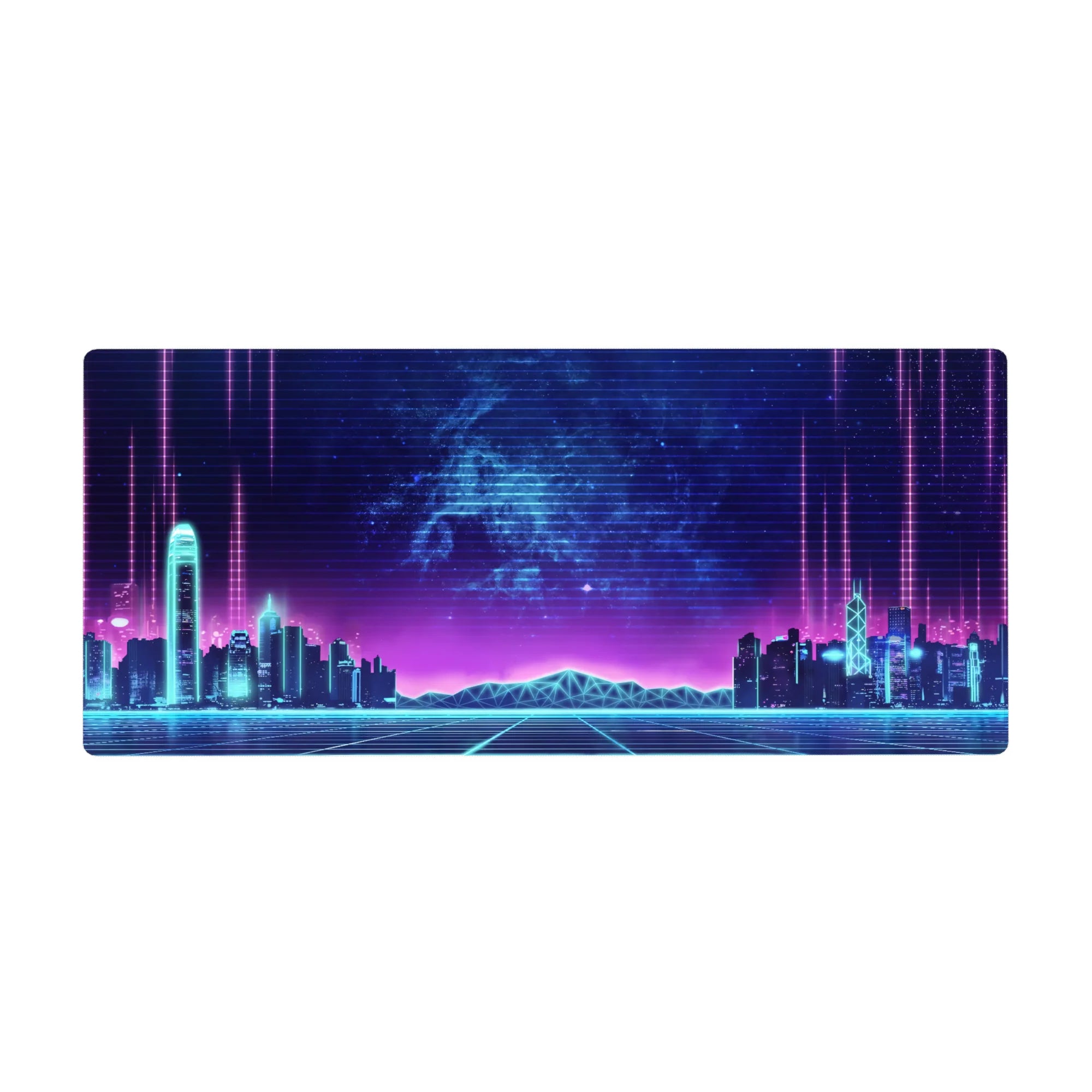 Retrowave - Vaporwave Deskmat | Mousepad | Deskpad - Neon Skyline Pulse - AniChan