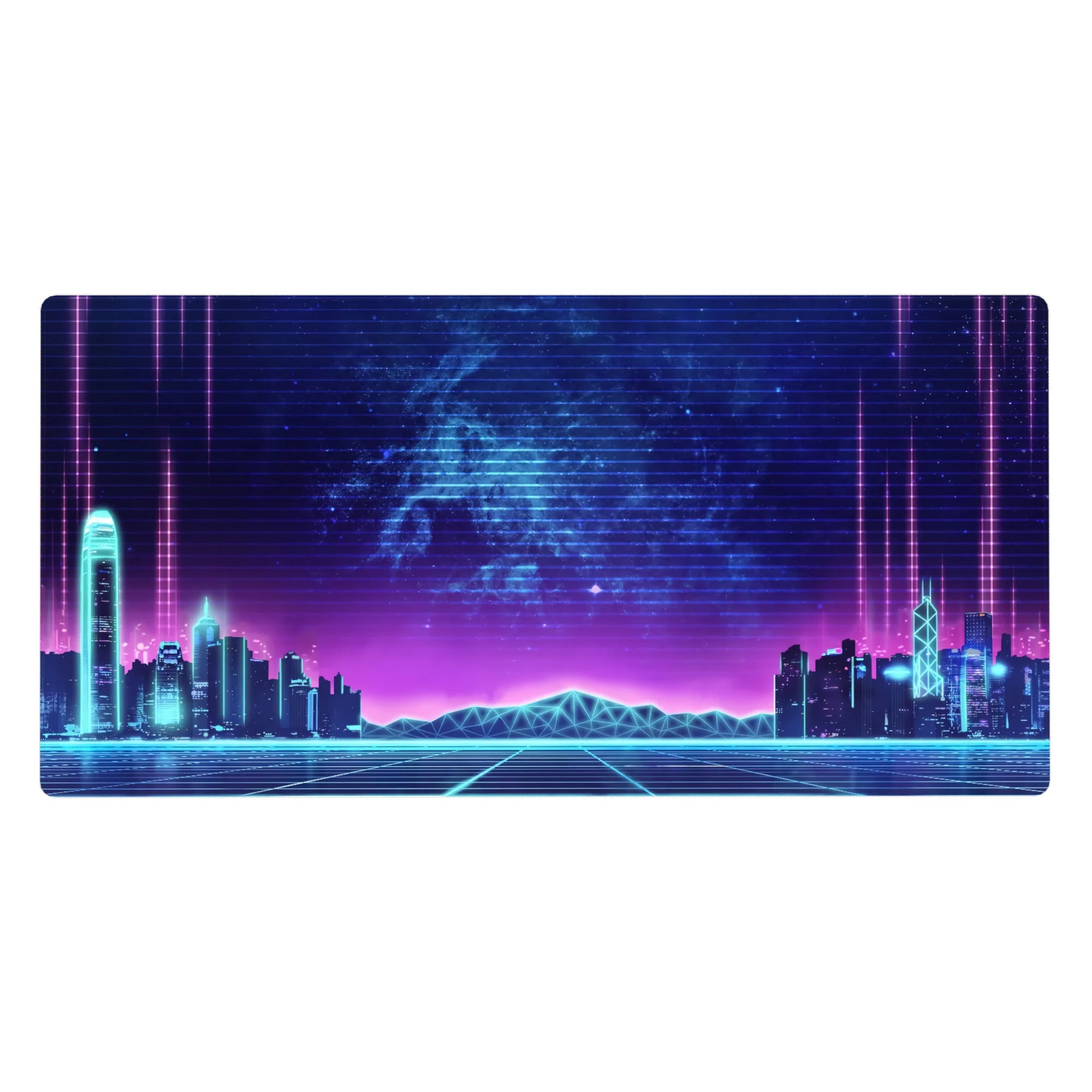 Retrowave - Vaporwave Deskmat | Mousepad | Deskpad - Neon Skyline Pulse - AniChan