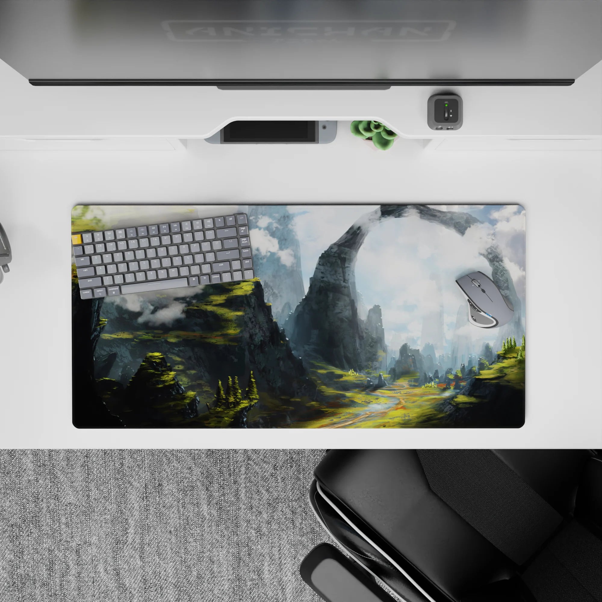 Fantasy Landscapes Deskmat | Mousepad | Deskpad - Mystic Peaks Archway