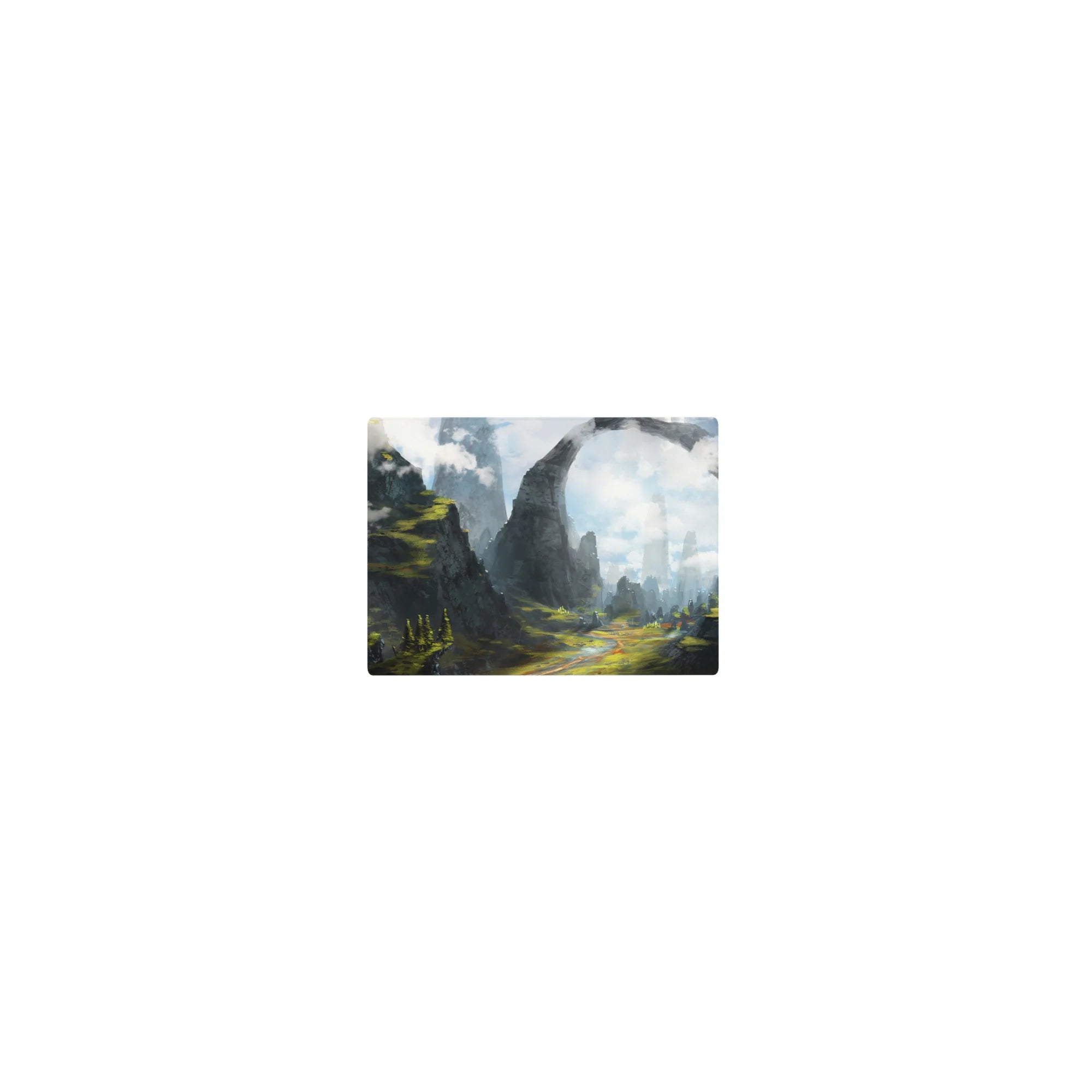 Fantasy Landscapes Deskmat | Mousepad | Deskpad - Mystic Peaks Archway