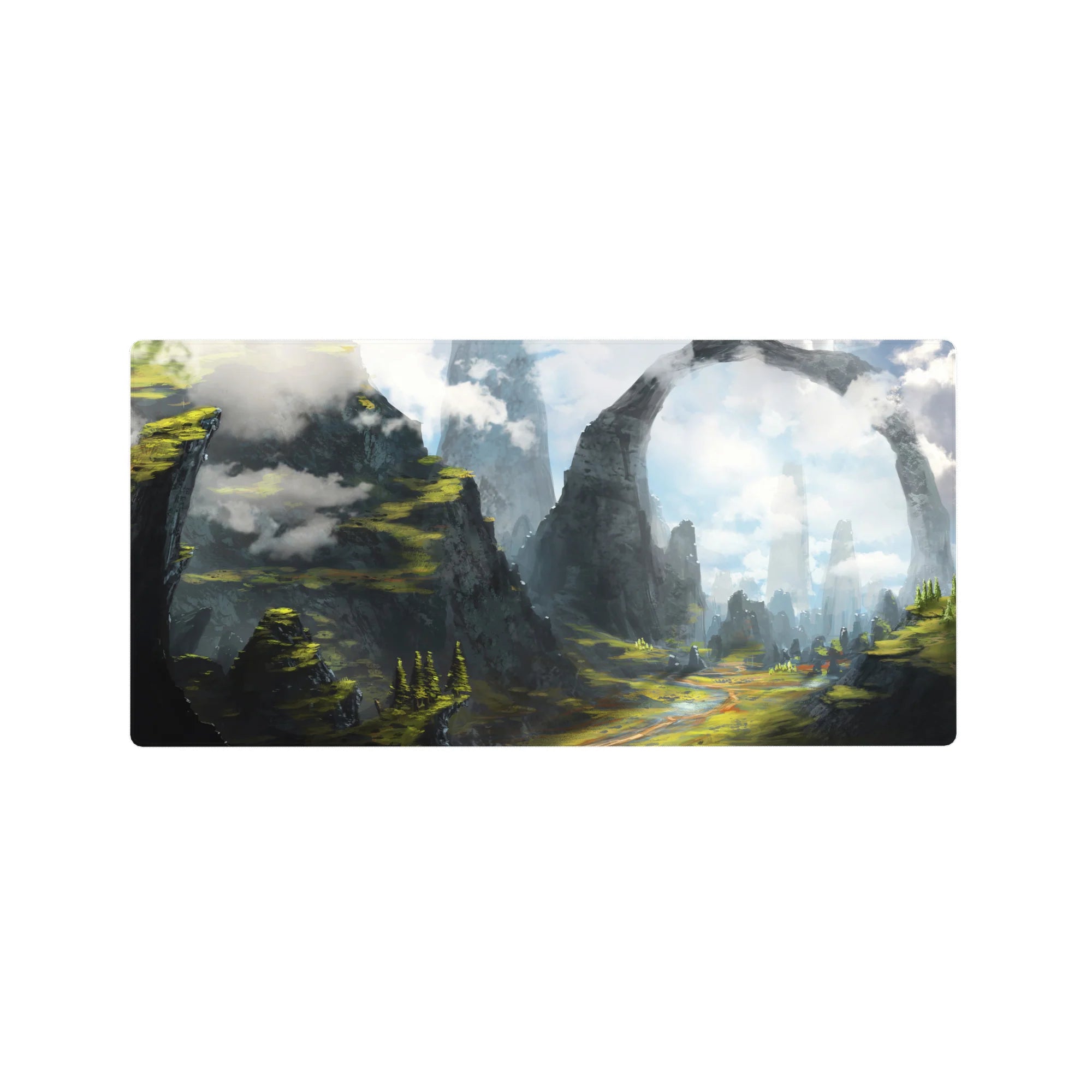 Fantasy Landscapes Deskmat | Mousepad | Deskpad - Mystic Peaks Archway