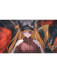 Anime desk pad 40x20 inches featuring Asuka Langley with eyepatch and EVA Unit-02 from Evangelion in bold colors.