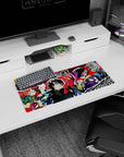 Persona 5 mouse pad featuring Joker and crew in vibrant pop art style, size 28x12 inches, perfect for fans.