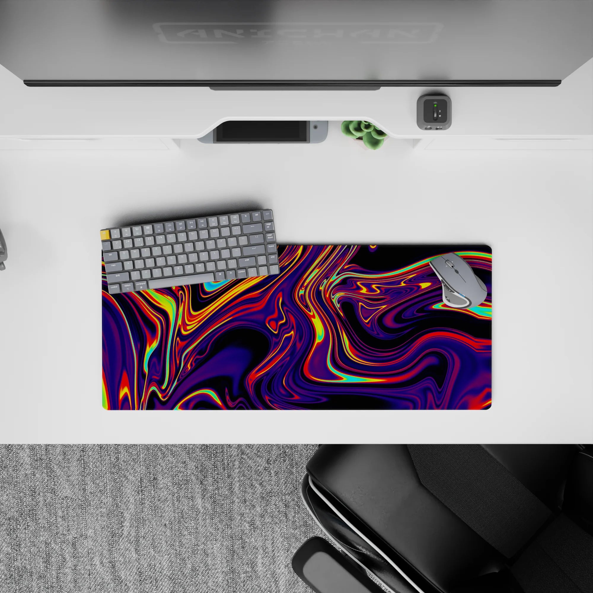 Liquid Abstract Deskmat | Mousepad | Deskpad - Neon Blaze - AniChan