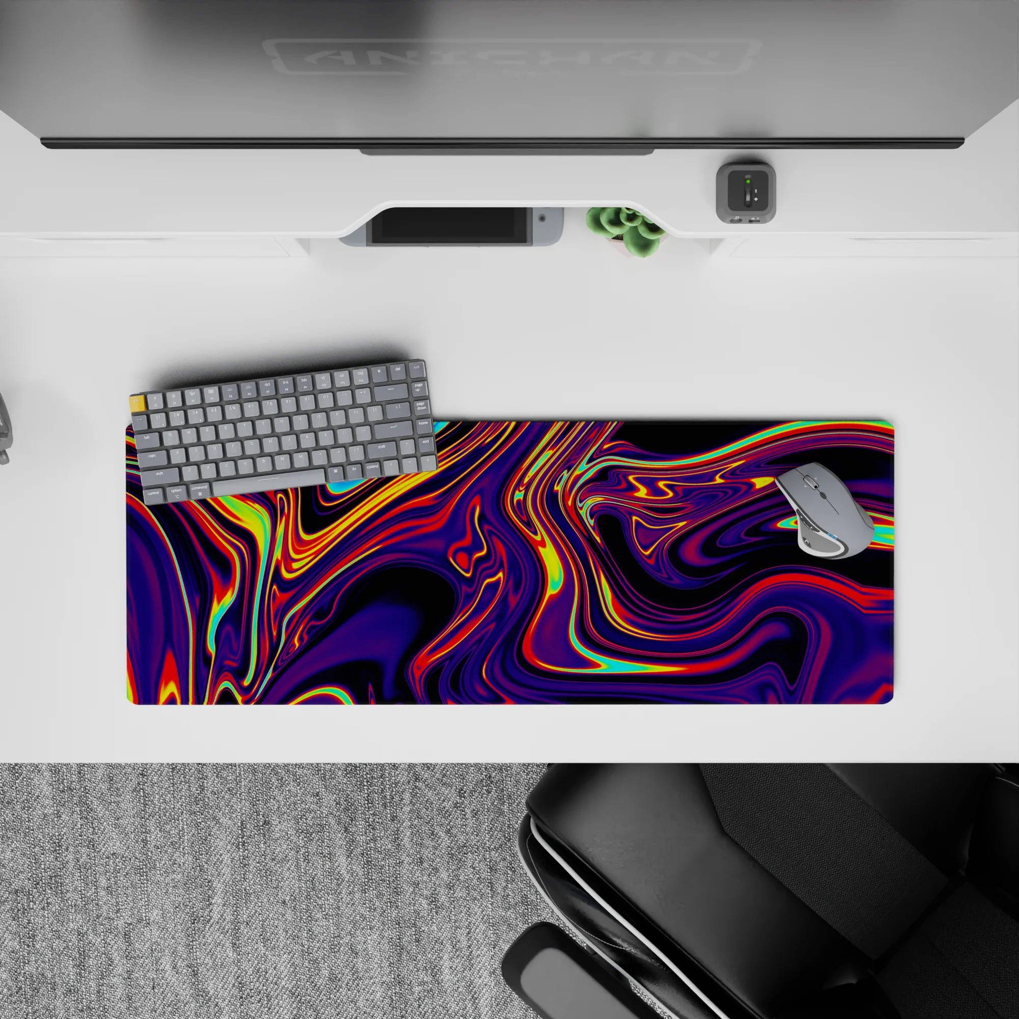 Liquid Abstract Deskmat | Mousepad | Deskpad - Neon Blaze - AniChan