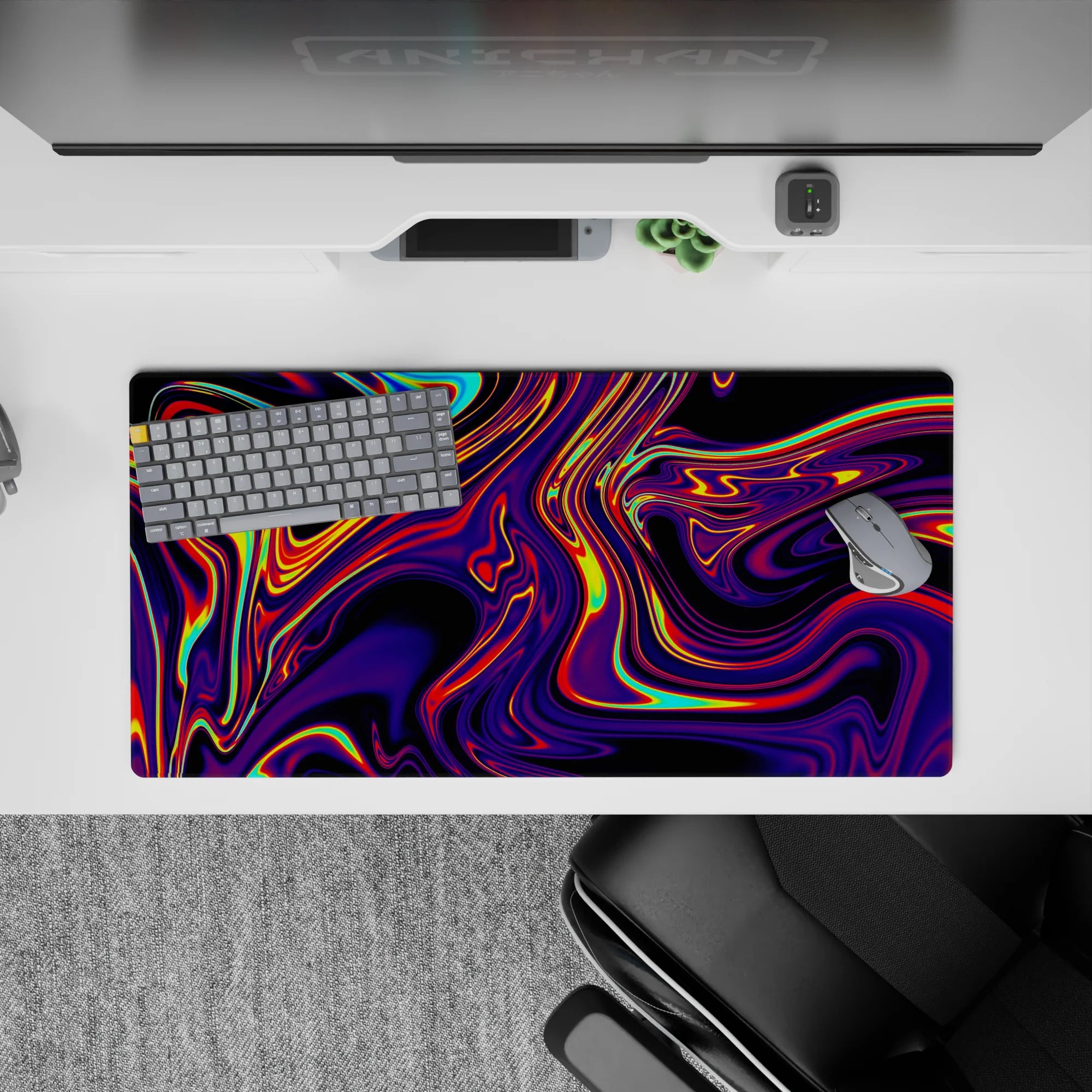 Liquid Abstract Deskmat | Mousepad | Deskpad - Neon Blaze - AniChan