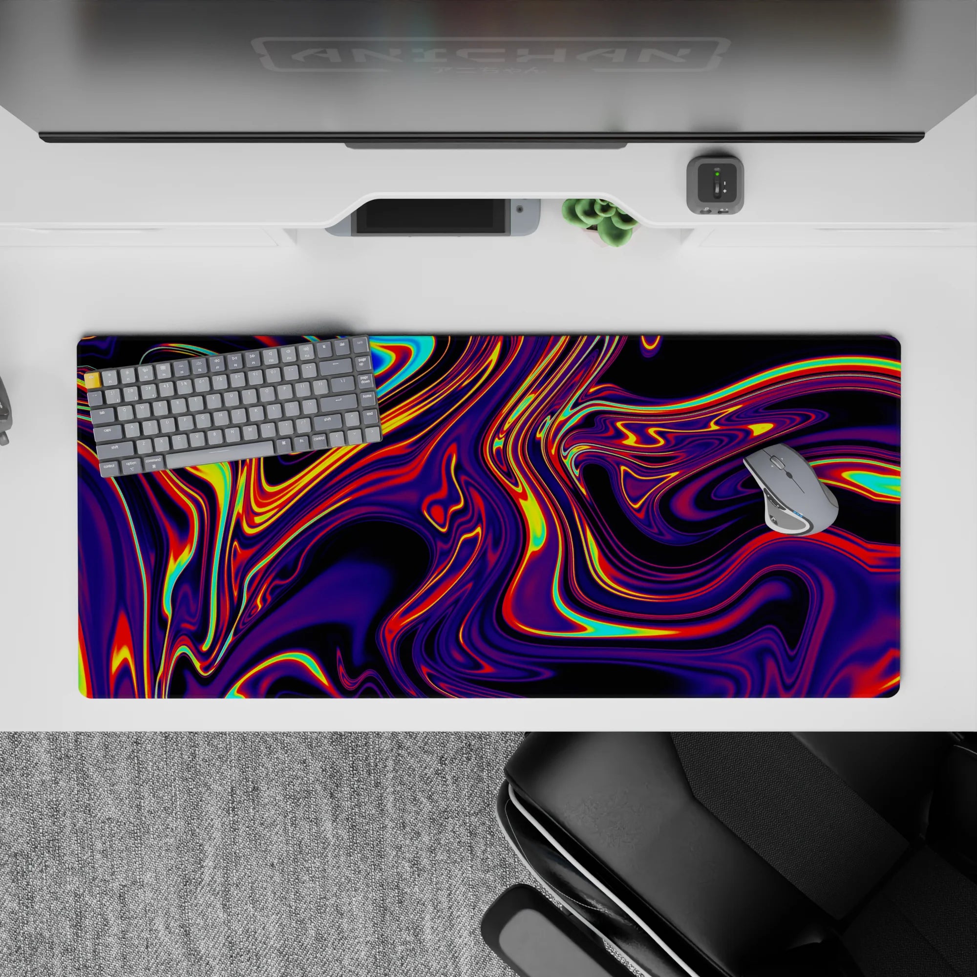 Liquid Abstract Deskmat | Mousepad | Deskpad - Neon Blaze - AniChan