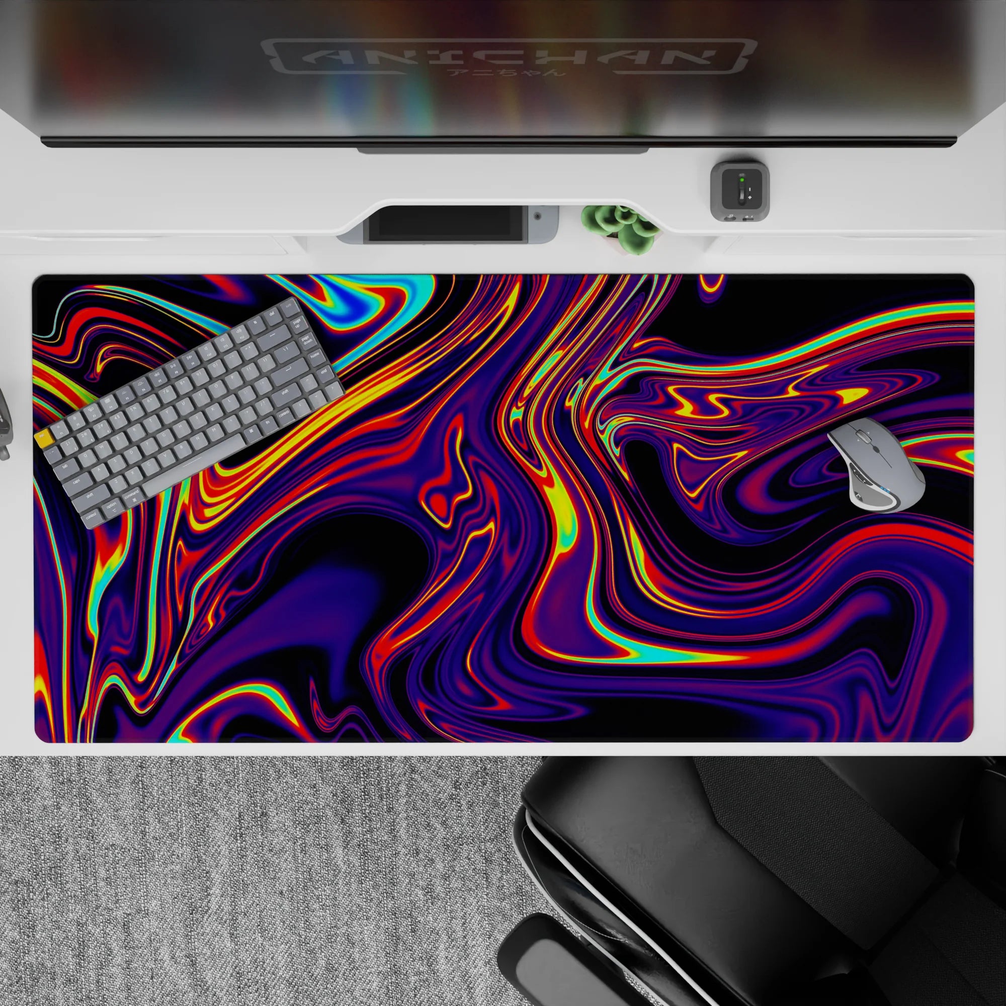 Liquid Abstract Deskmat | Mousepad | Deskpad - Neon Blaze - AniChan