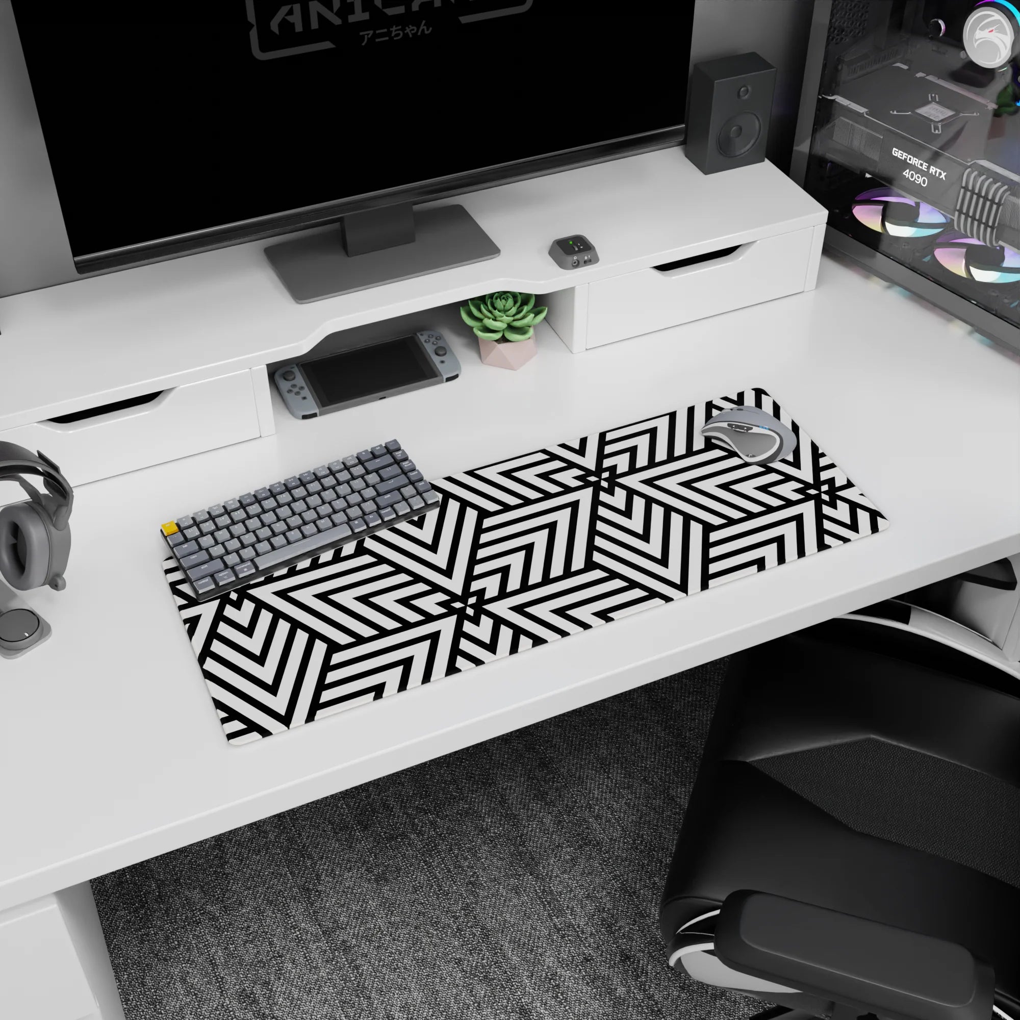 Abstract Deskmat | Mousepad | Deskpad - Illusion Geometry - AniChan