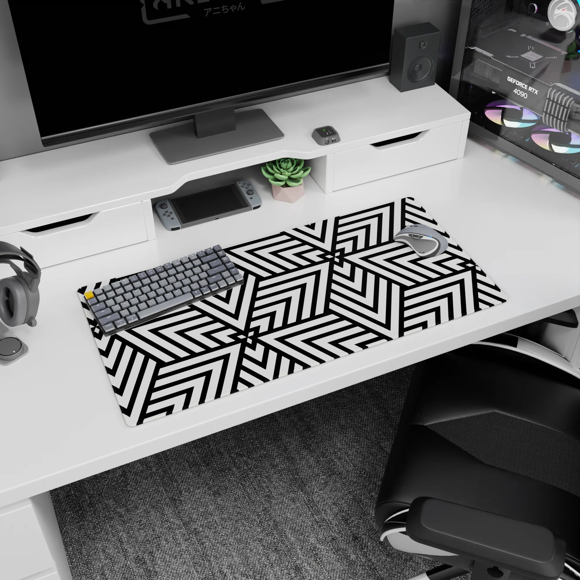 Abstract Deskmat | Mousepad | Deskpad - Illusion Geometry - AniChan