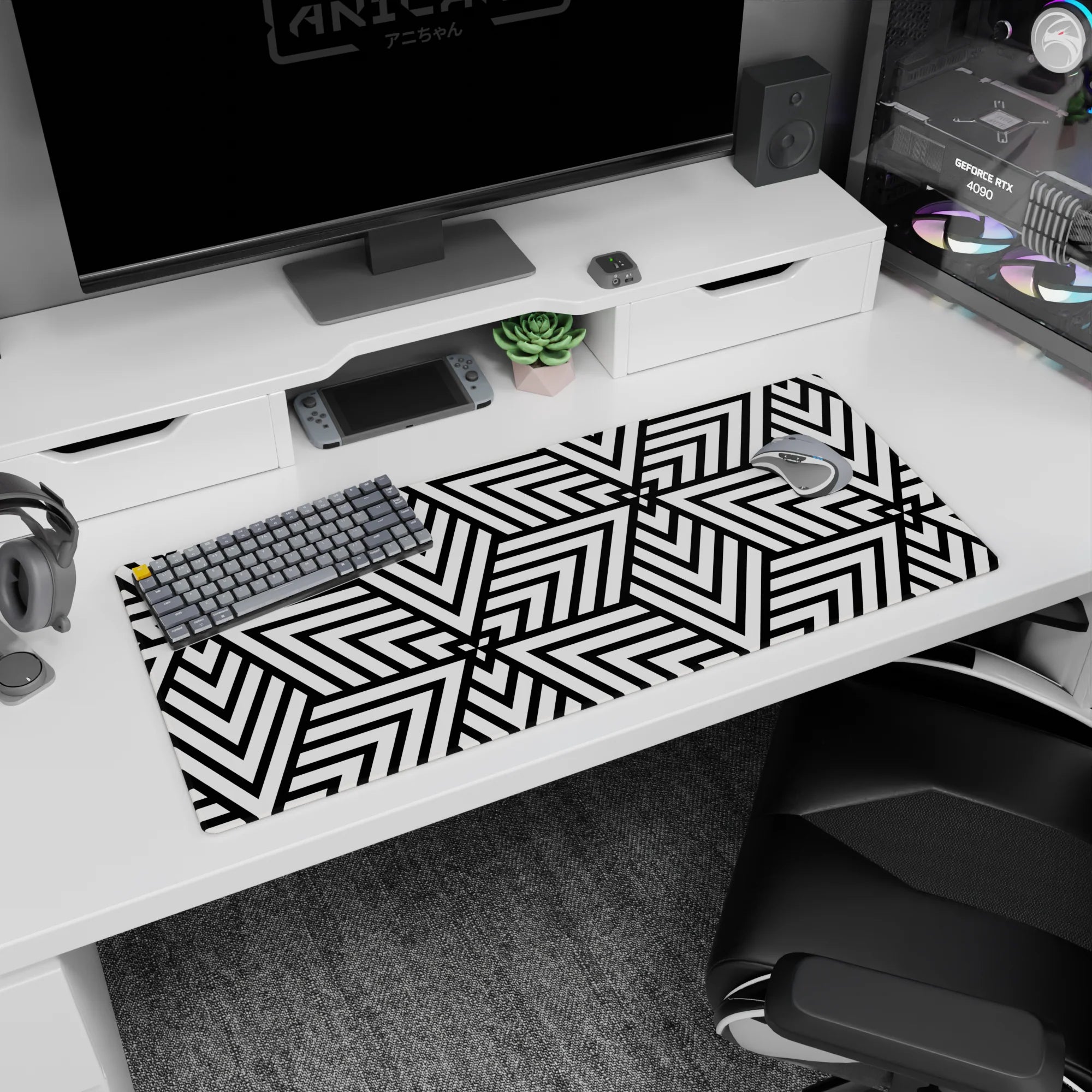 Abstract Deskmat | Mousepad | Deskpad - Illusion Geometry - AniChan