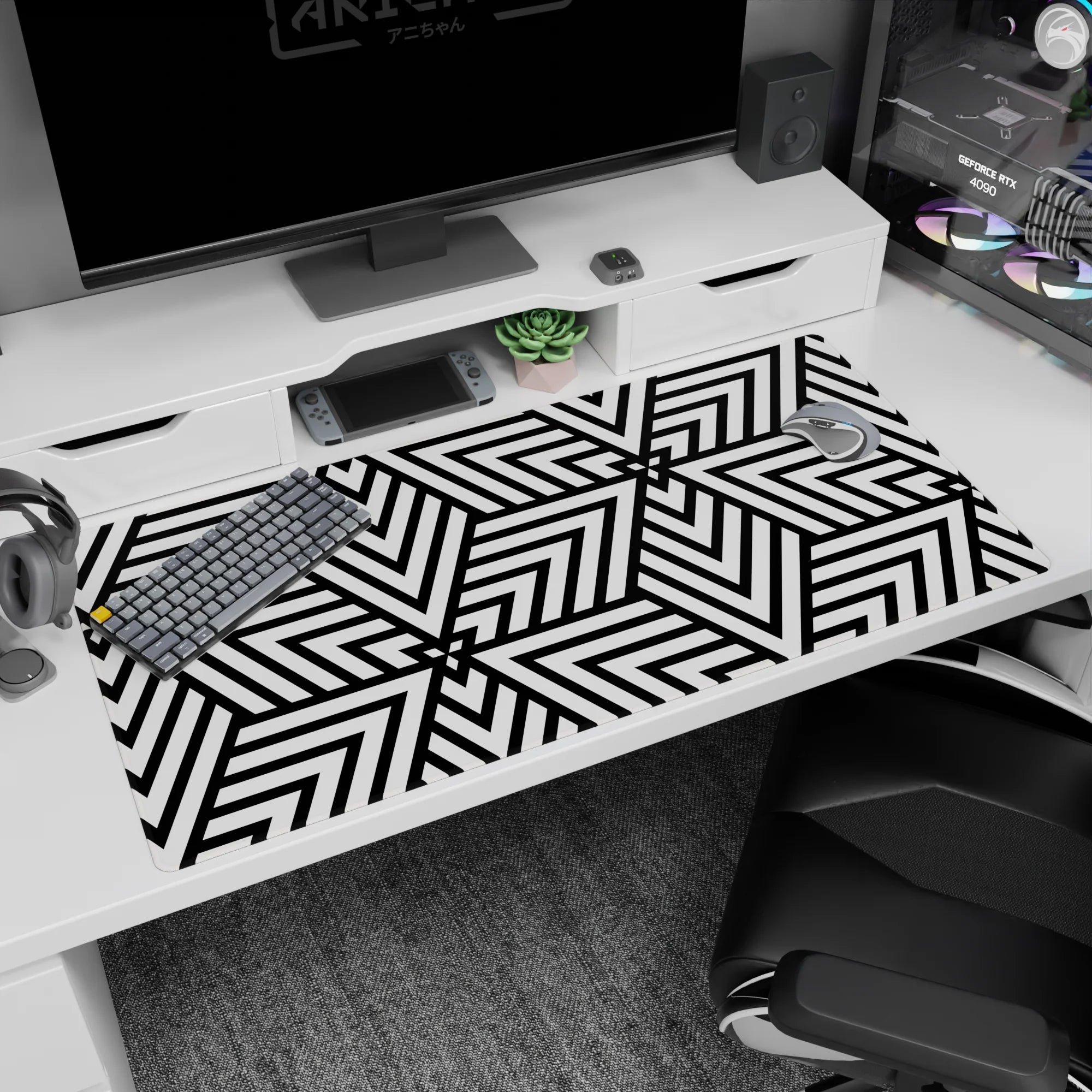 Abstract Deskmat | Mousepad | Deskpad - Illusion Geometry - AniChan