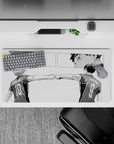 Black-and-white volleyball anime mouse pad with dramatic manga panels and intense mood, 32x16 inches.