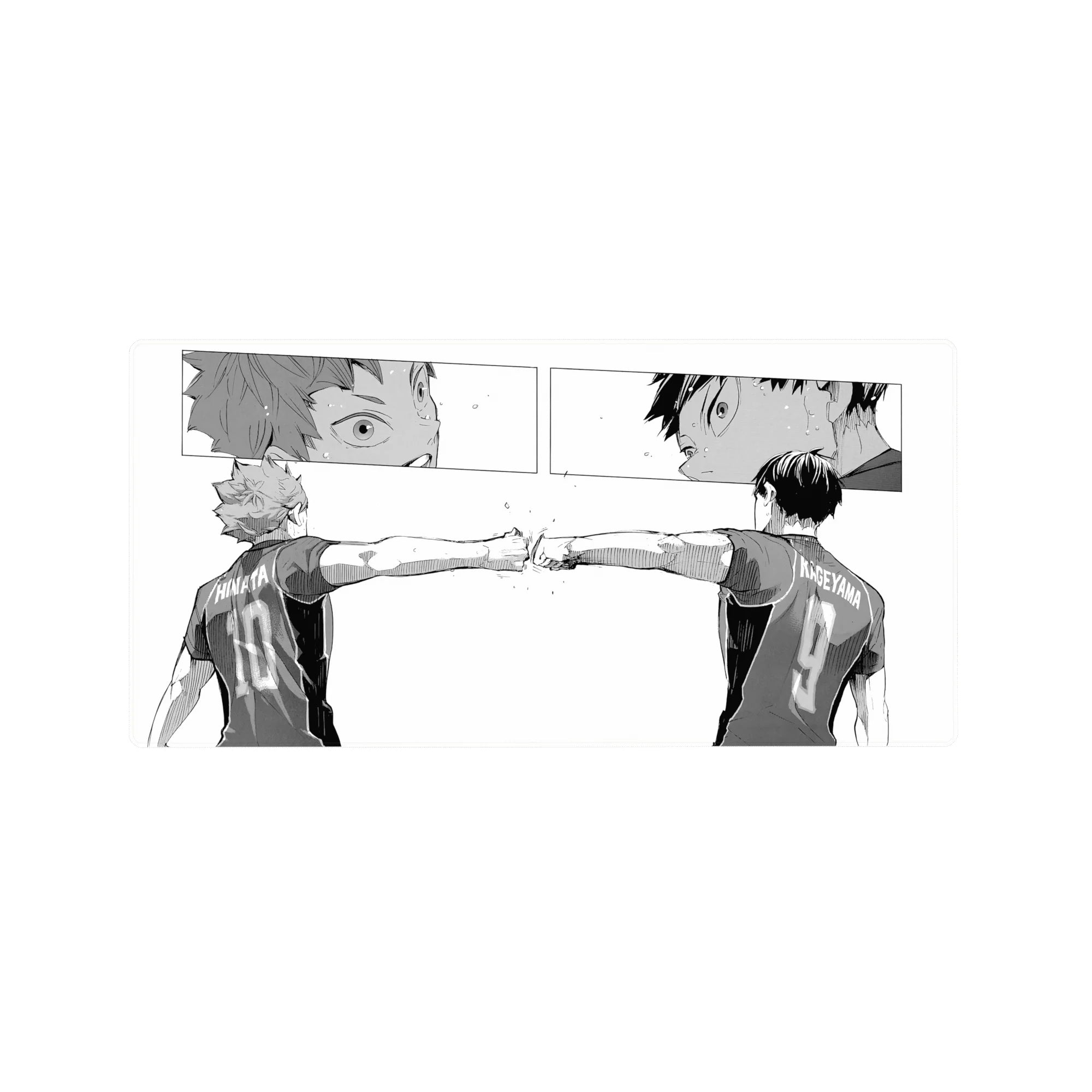 Haikyu!! manga-style fist bump anime mouse pad, court scene design, 32x16 inches.