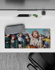 Anime girl mouse pad 28x12 inches in teal ocean and bright sky colors, cheerful weekend snapshot vibe.