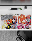 32x16 inches kawaii anime desk mat in blush, coral, indigo and gold, cute bold vibe with crisp print.