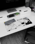 28x12 inches anime mouse pad featuring two rivals inches apart, sweat flying, necklace chain yanked.
