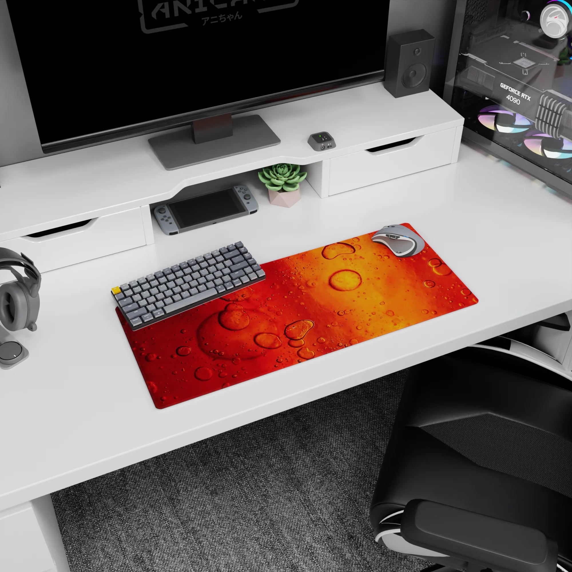 Abstract Deskmat | Mousepad | Deskpad - Amber Flow - AniChan