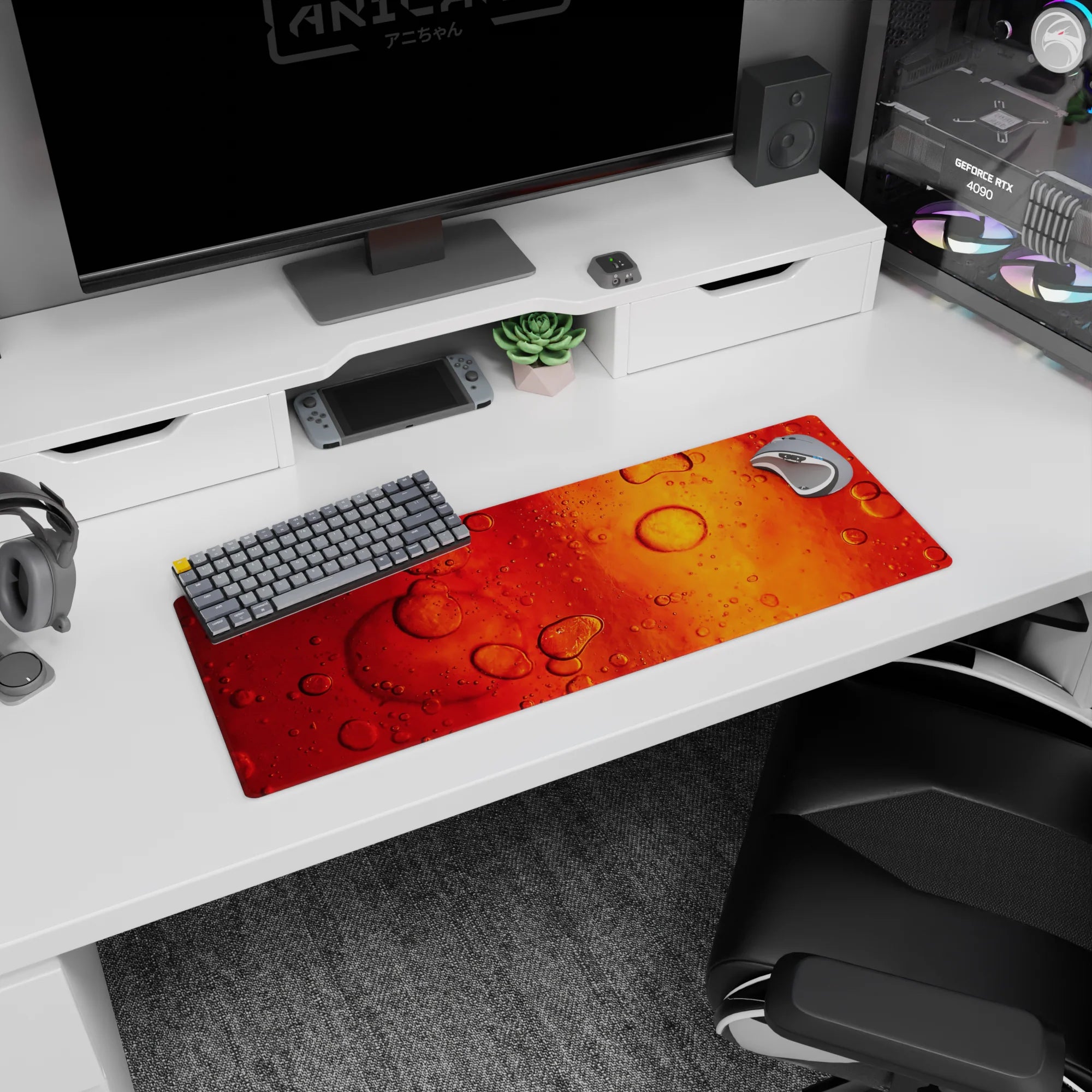 Abstract Deskmat | Mousepad | Deskpad - Amber Flow - AniChan