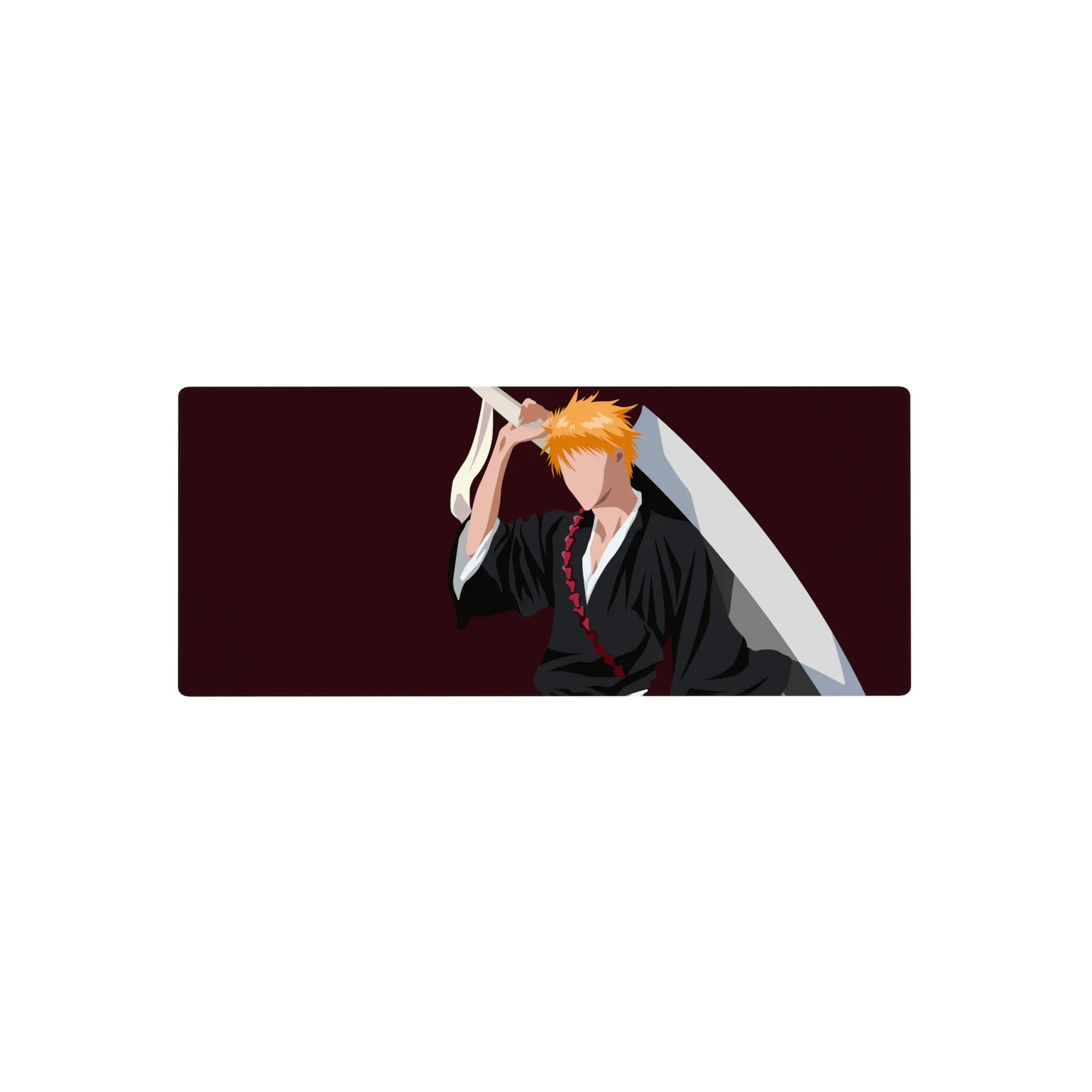 Anime mouse pad featuring Ichigo Kurosaki from Bleach with a minimalist design, size 28x12 inches.