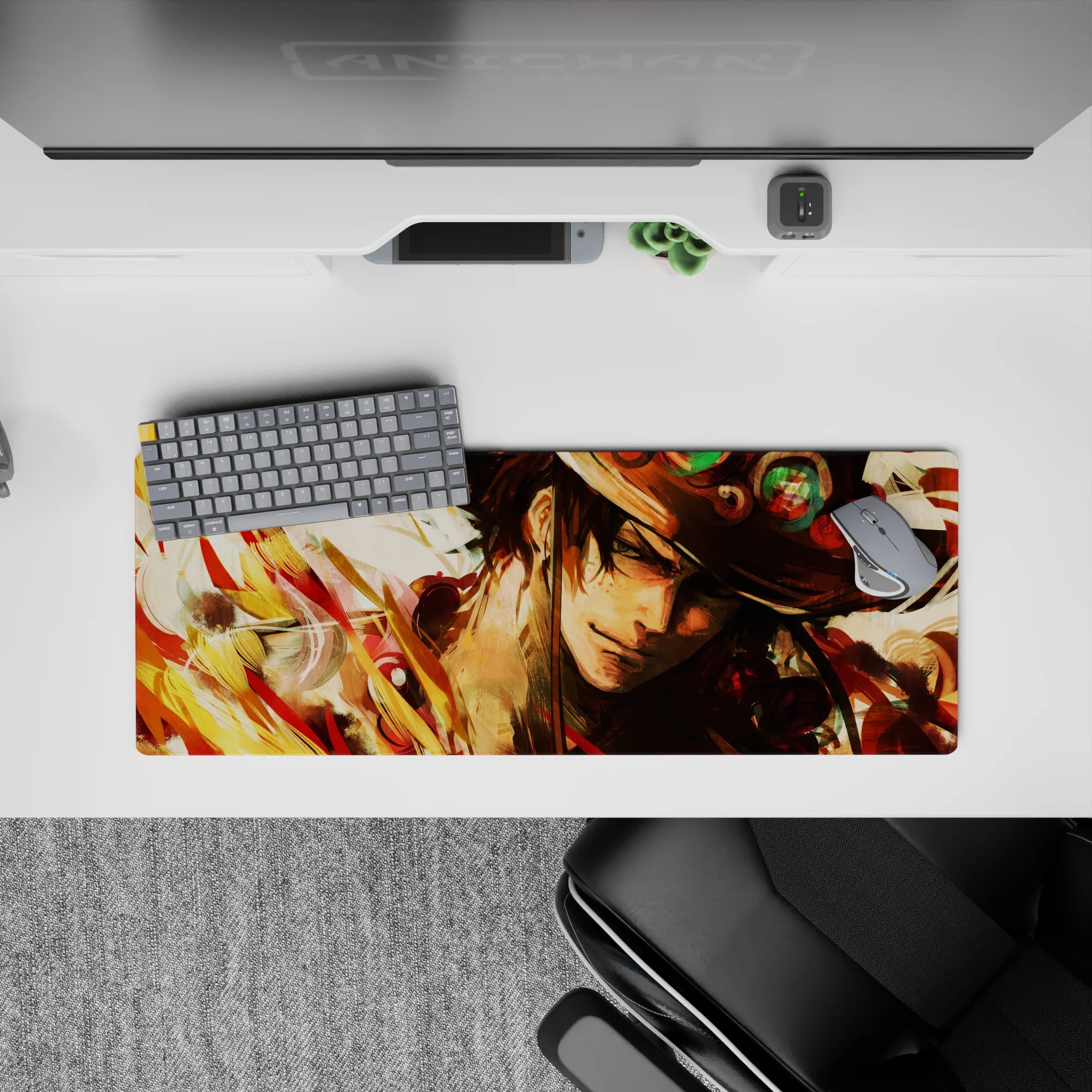 One Piece Deskmat | Mousepad | Deskpad - Ace’s Fiery Spirit - AniChan