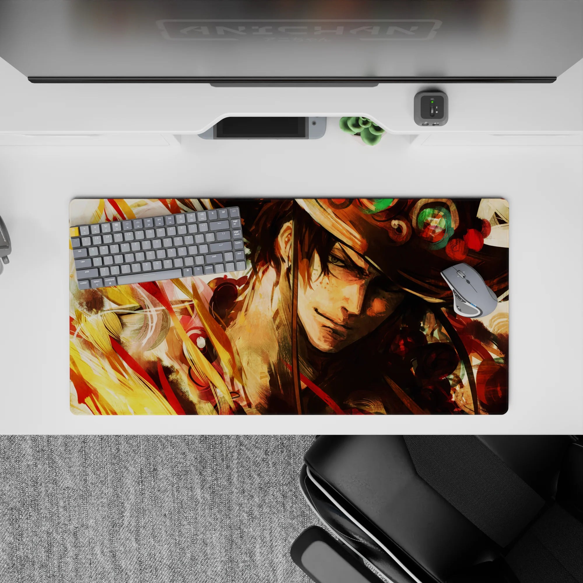 One Piece Deskmat | Mousepad | Deskpad - Ace’s Fiery Spirit - AniChan