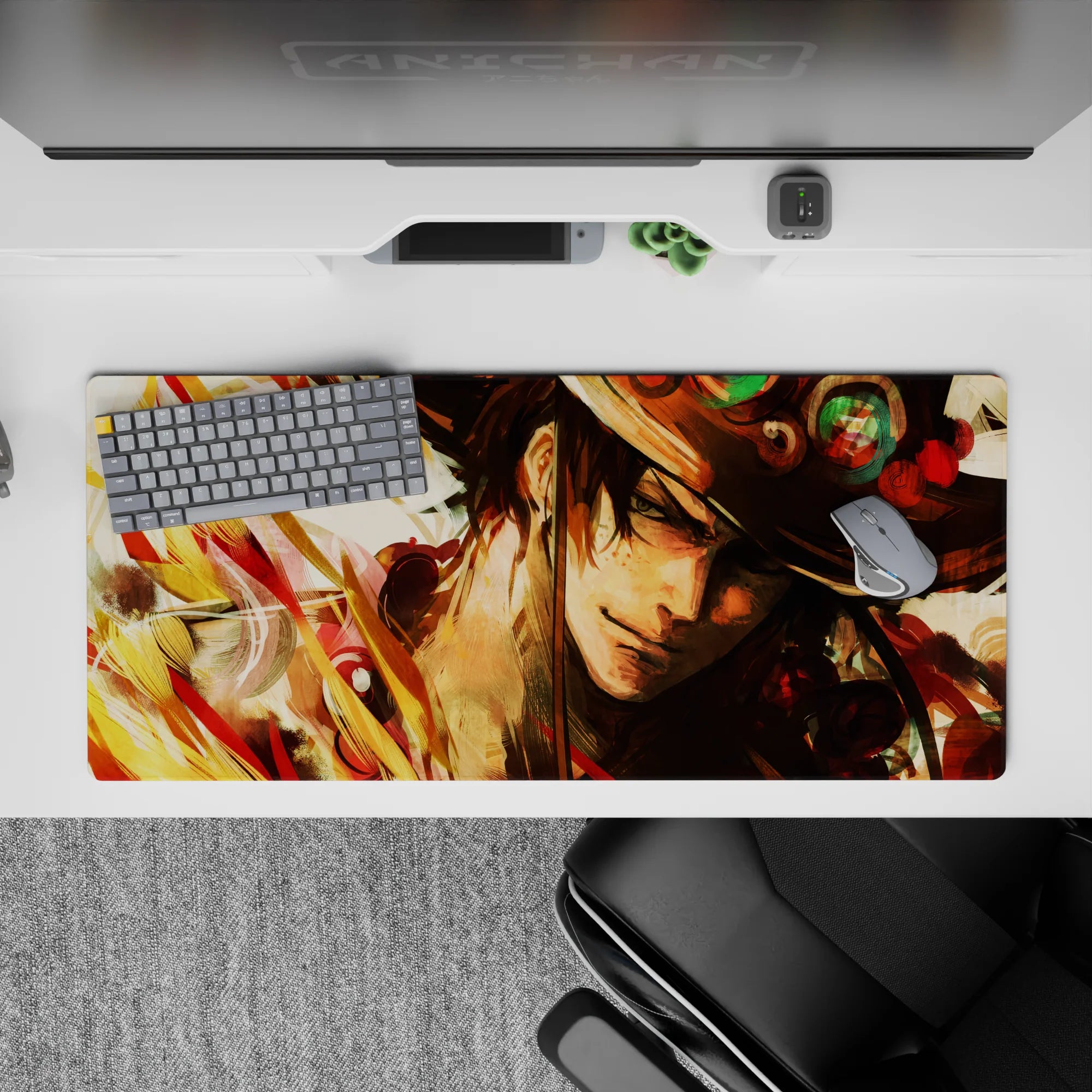 One Piece Deskmat | Mousepad | Deskpad - Ace’s Fiery Spirit - AniChan