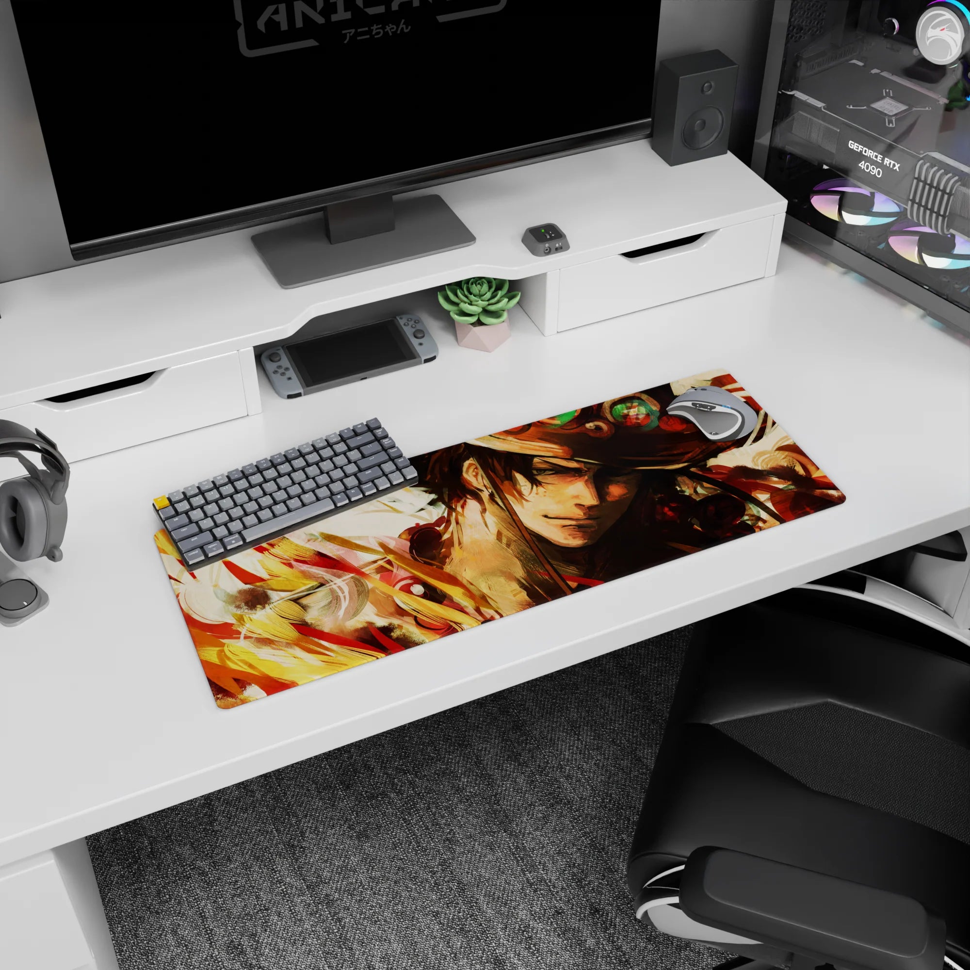 One Piece Deskmat | Mousepad | Deskpad - Ace’s Fiery Spirit - AniChan