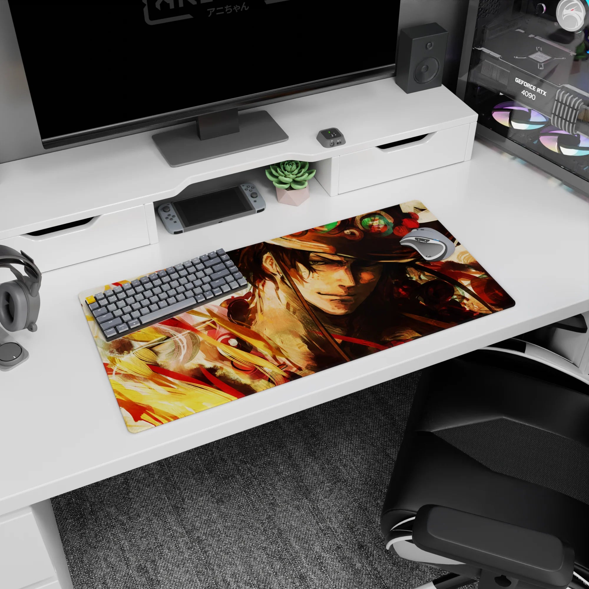 One Piece Deskmat | Mousepad | Deskpad - Ace’s Fiery Spirit - AniChan