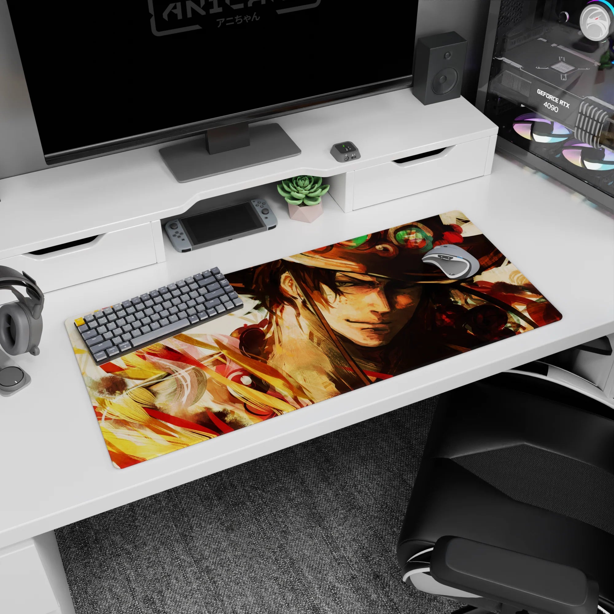 One Piece Deskmat | Mousepad | Deskpad - Ace’s Fiery Spirit - AniChan