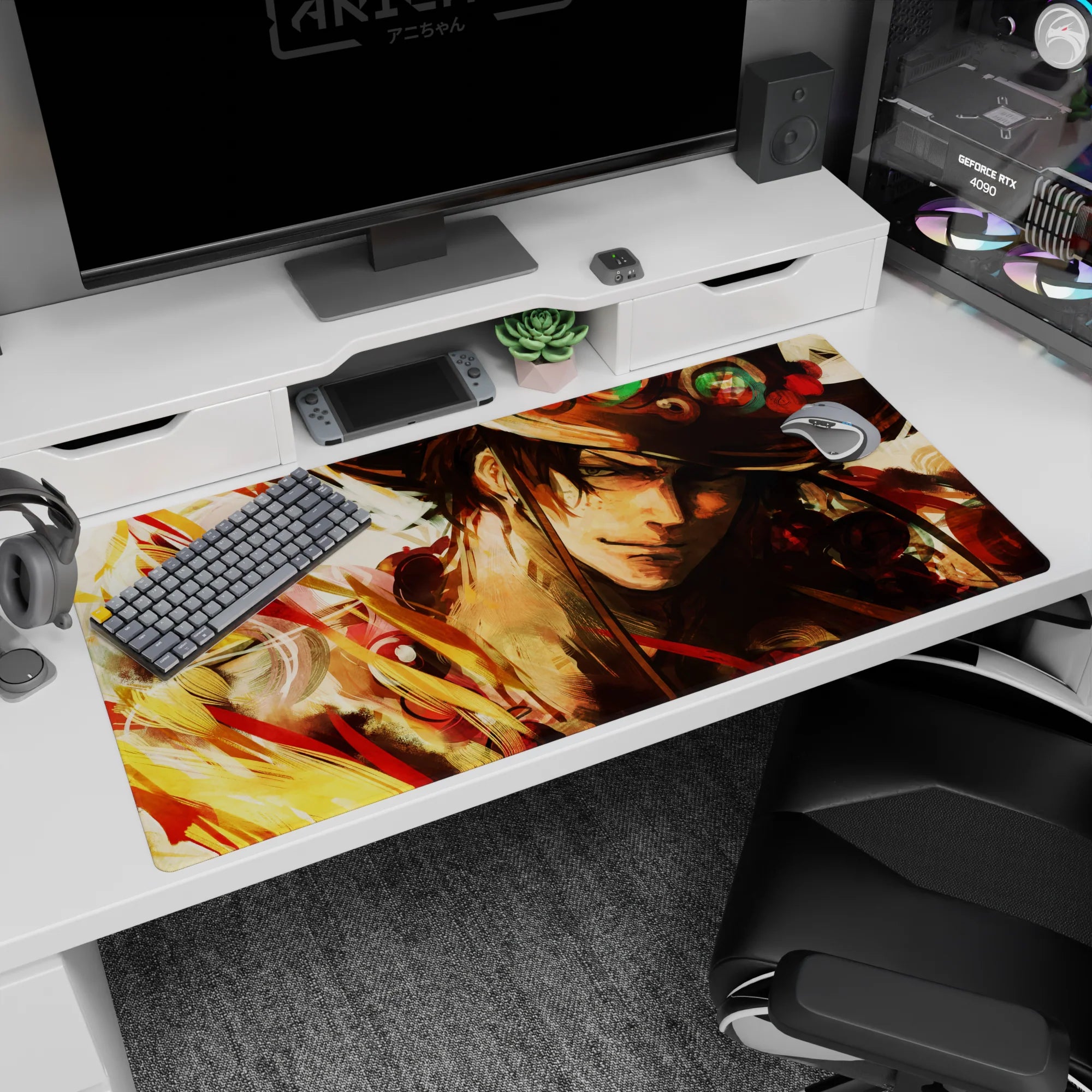 One Piece Deskmat | Mousepad | Deskpad - Ace’s Fiery Spirit - AniChan