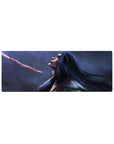 Anime mouse pad featuring Retsu Unohana from Bleach in a painterly style, 32x12 inches, with haunting, vivid colors.