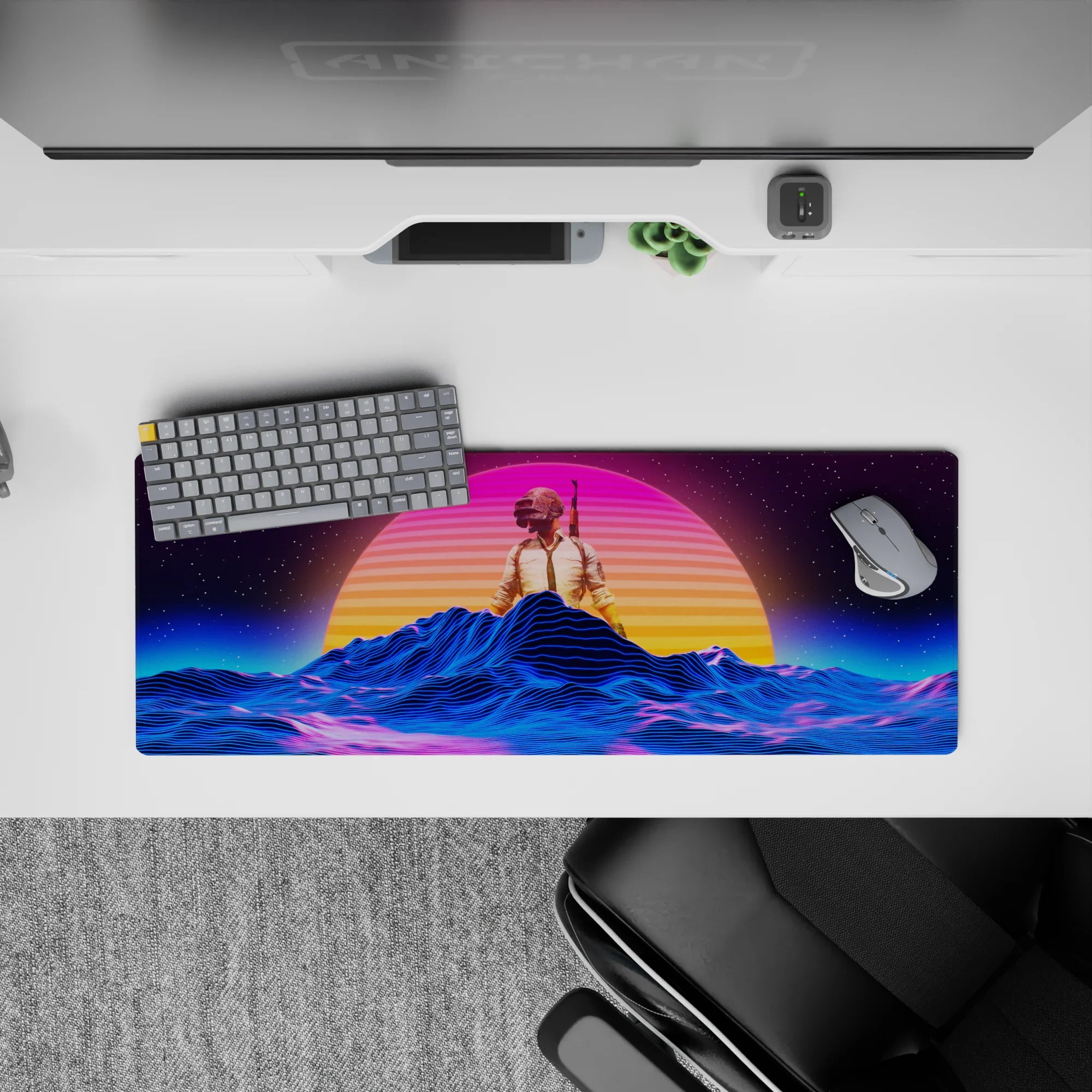 Retrowave-Vaporwave Deskmat | Mousepad | Deskpad - Neon Battleground - AniChan