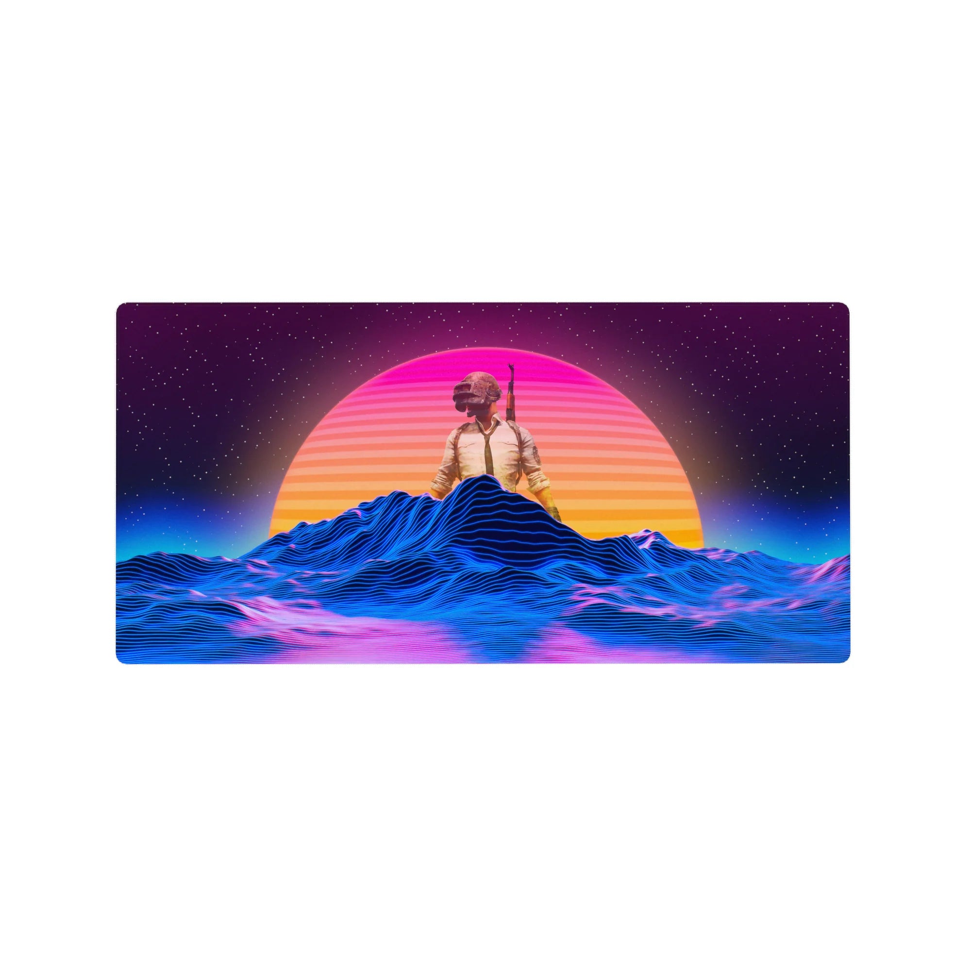 Retrowave-Vaporwave Deskmat | Mousepad | Deskpad - Neon Battleground - AniChan