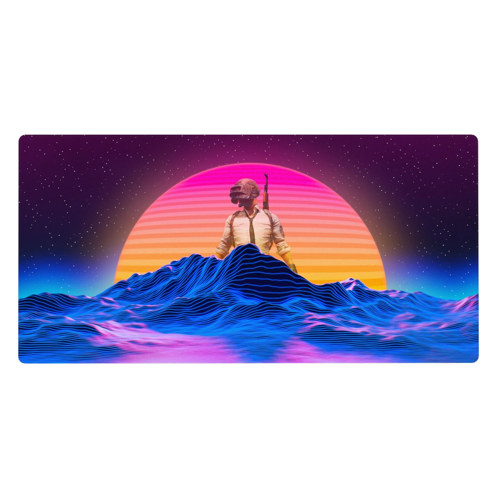 Retrowave-Vaporwave Deskmat | Mousepad | Deskpad - Neon Battleground - AniChan