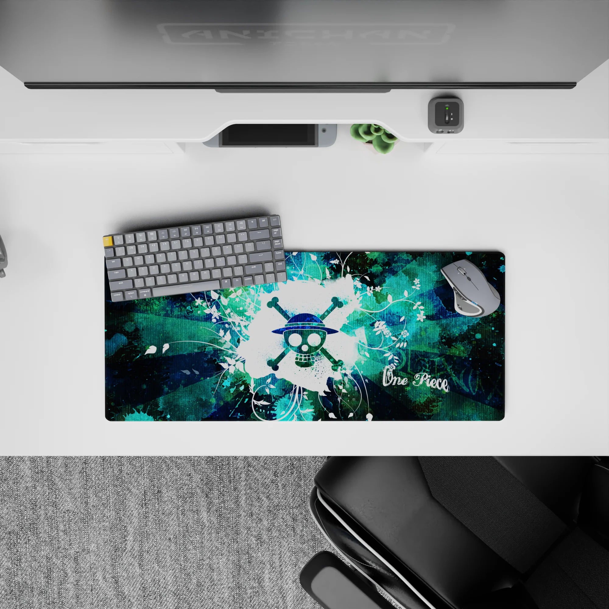 One Piece Deskmat | Mousepad | Deskpad - Floral Jolly Roger - AniChan