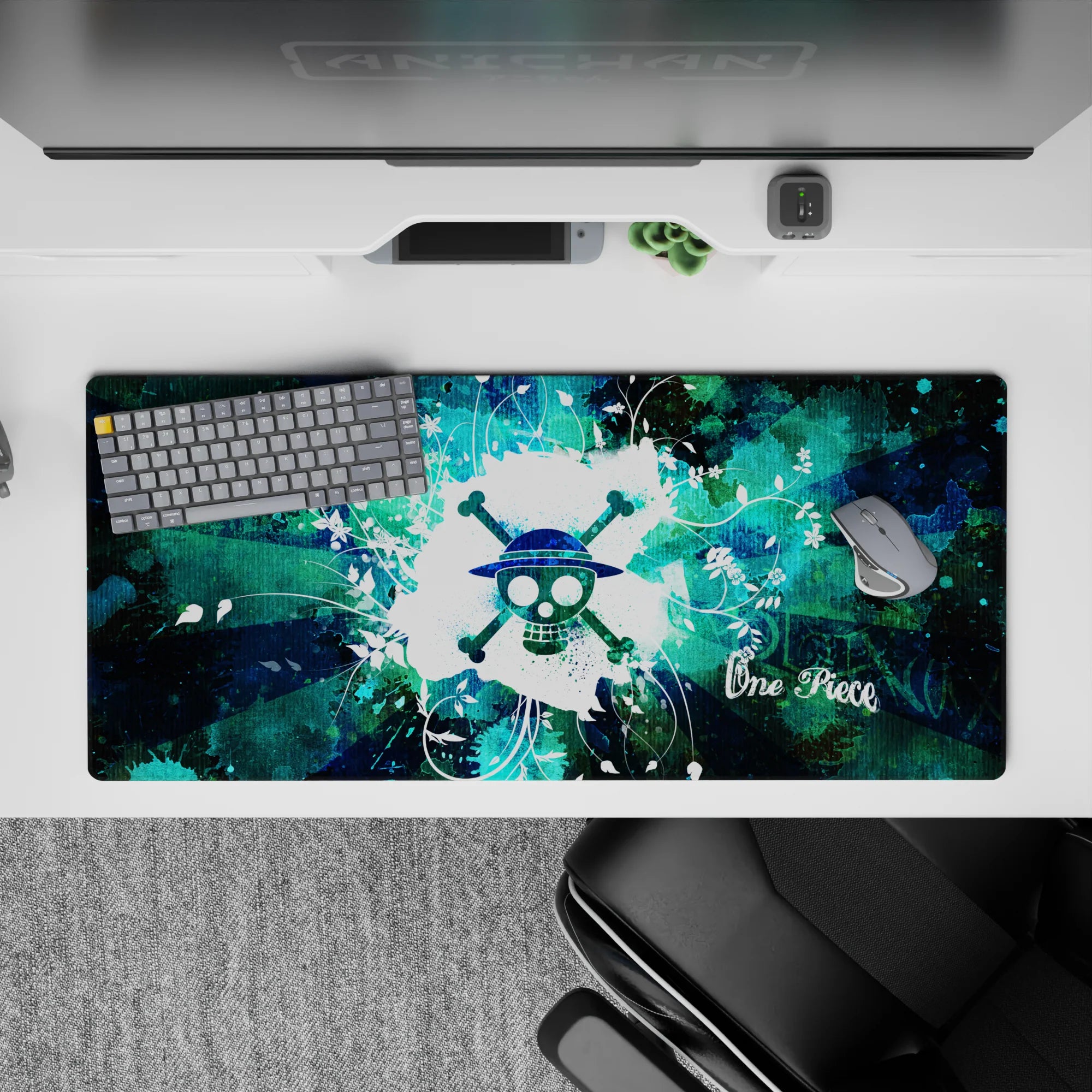 One Piece Deskmat | Mousepad | Deskpad - Floral Jolly Roger - AniChan