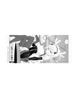 28x12 inches anime girl mouse pad with maid outfit, horns, frilly headband, corset dress, and thigh-highs.