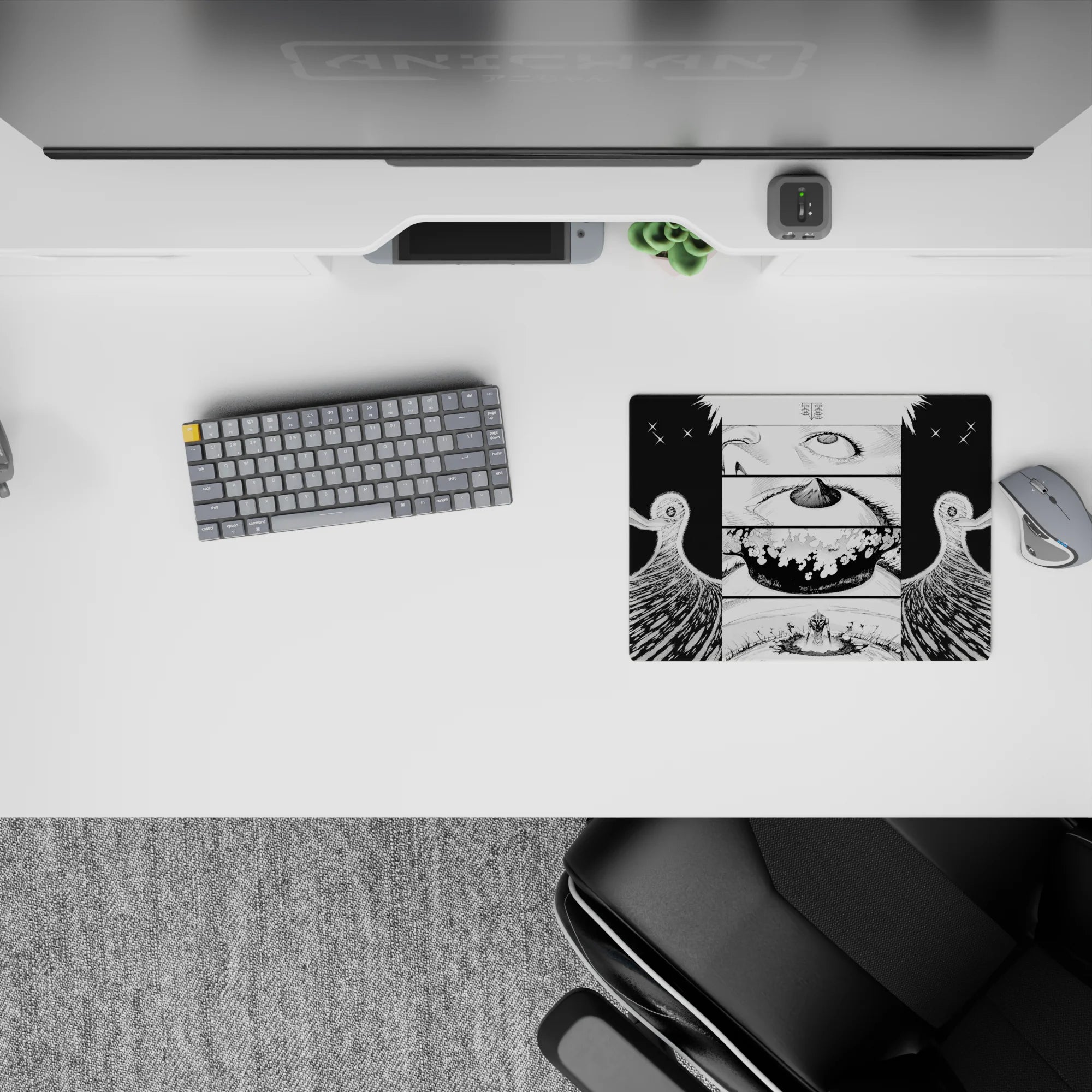 Evangelion mouse pad 14x10 inches featuring Rei&#39;s silhouette in Instrumentality, offering dramatic and divine desk flair.