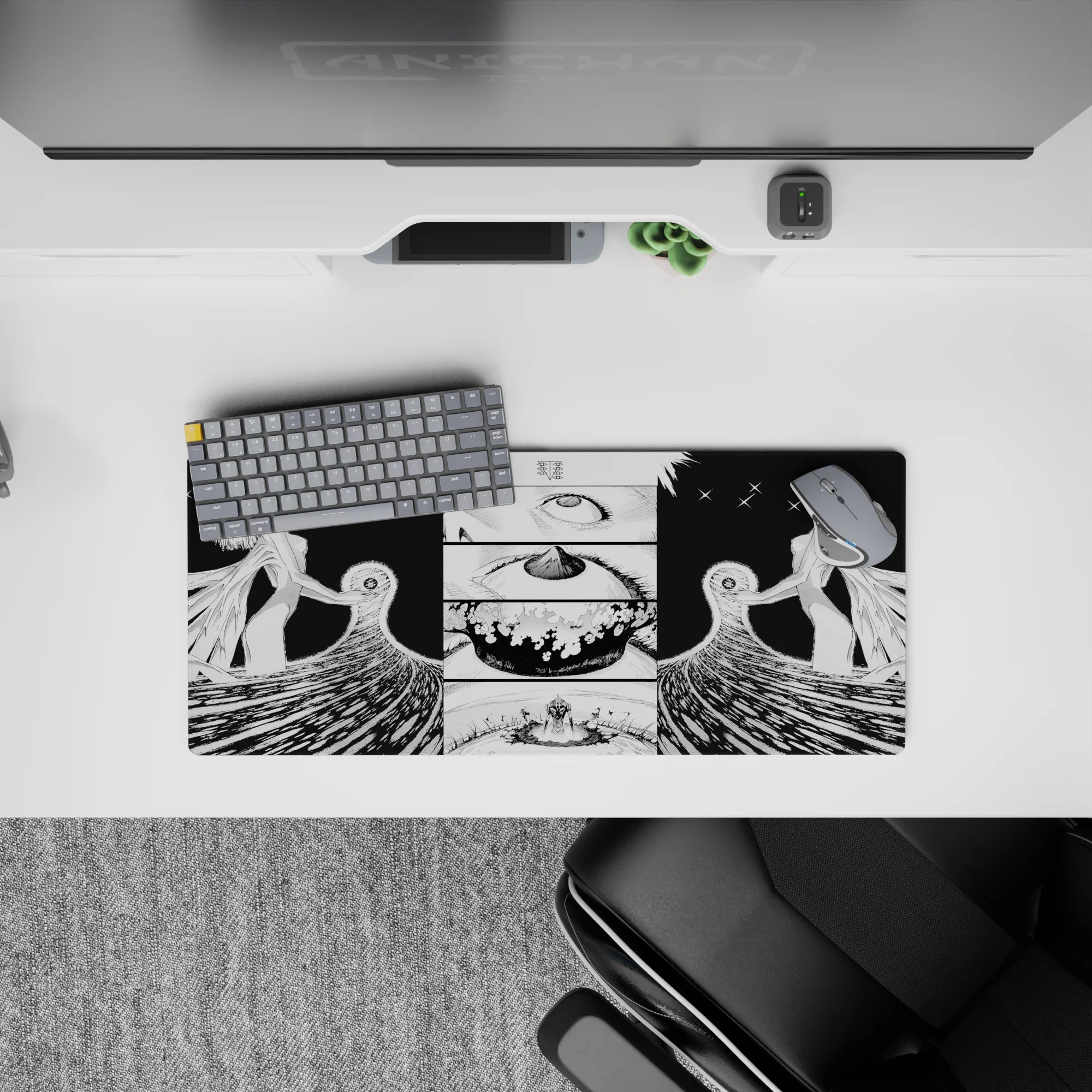 Anime mouse pad 28x12 inches featuring Rei from Evangelion, capturing her divine silhouette during Instrumentality.