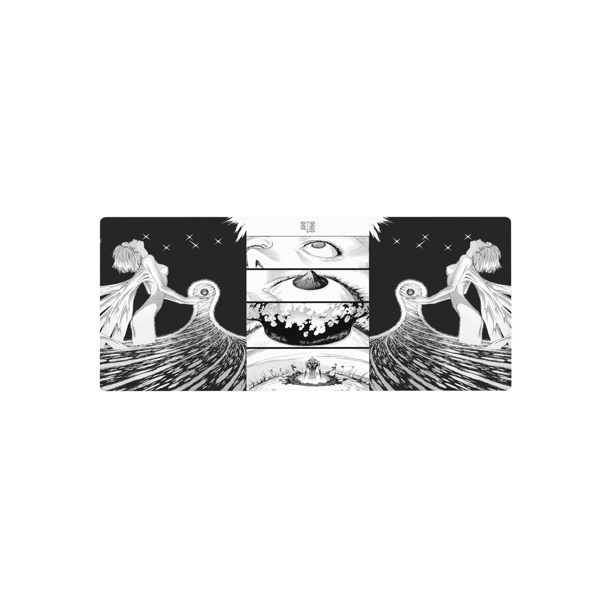 Anime mouse pad 28x12 inches featuring Rei from Evangelion, capturing her godlike silhouette in the Instrumentality scene.