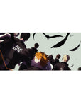 Haikyuu anime desk pad 36x16 inches with teammates in dark warmups and bold Japanese lettering.
