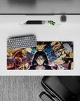 28x12 inches mouse pad with Eren in the Titan warzone, surrounded by electrified fragments and Titan shifters for a dramatic, intense vibe.