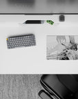Makima and Chainsaw Man anime mouse pad, 14x10 inches, in grayscale, captures intense scene with bold contrast and emotion.