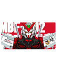 32x16 inches anime mouse pad with Gundam Astray line art, twin blades, and tech decals.