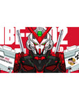 40x20 inches anime desk pad with Gundam Astray mech line art, twin blades, and tech decals.