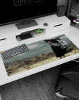 Anime desk pad 36x16 inches featuring Ichigo Kurosaki in full Hollow form from Bleach, set in a stormy wasteland.
