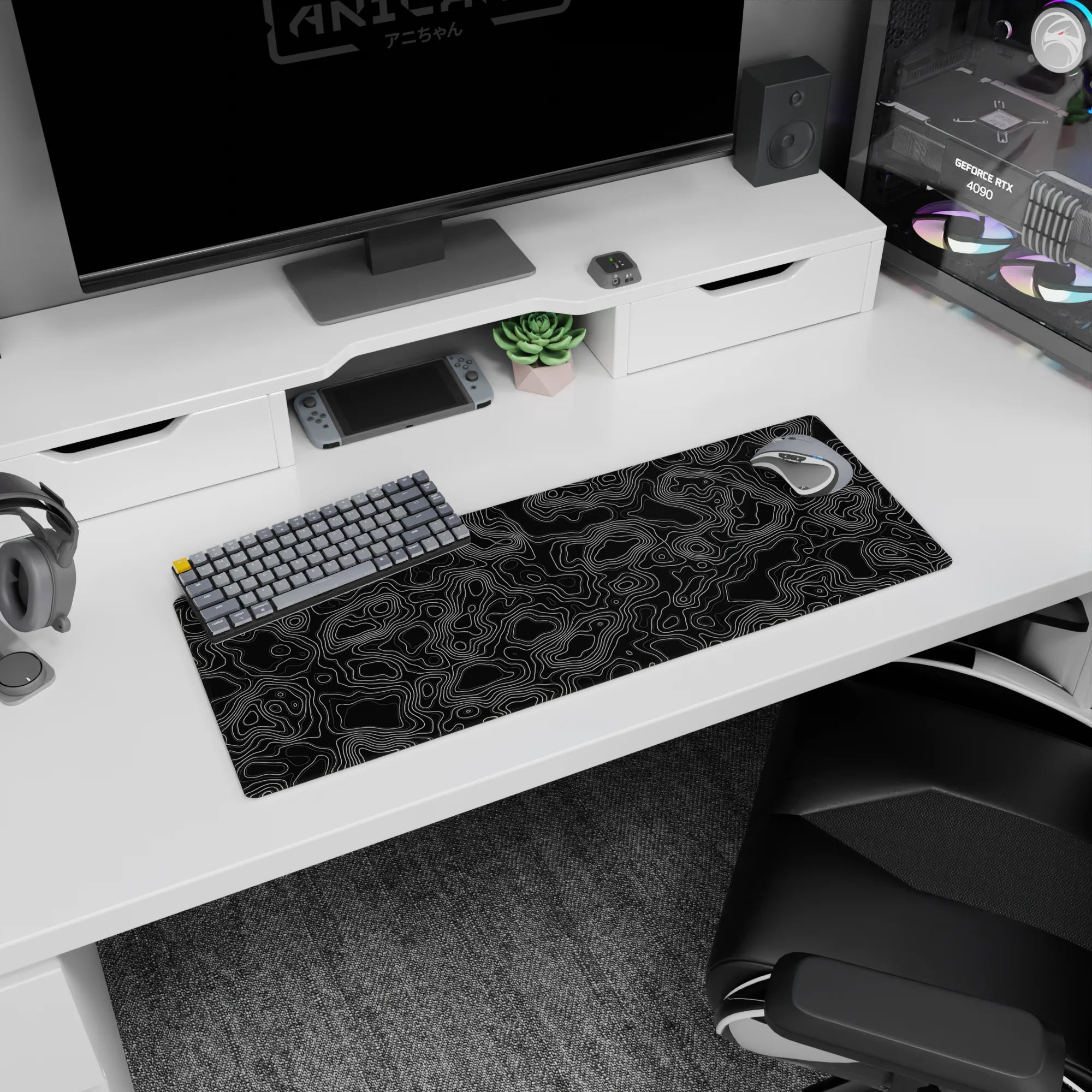 Topographic (Topo) Deskmat | Mousepad | Deskpad - Geometric Terrain - AniChan